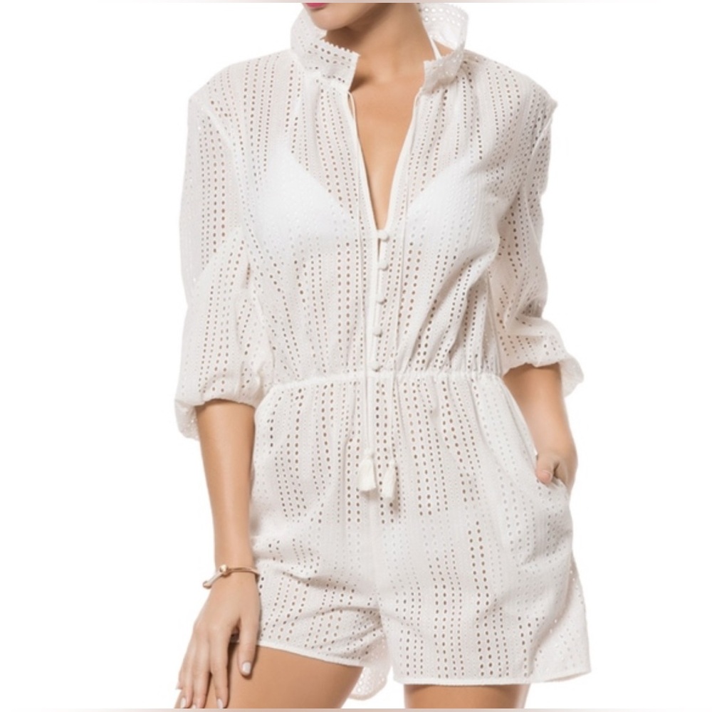 Rachel Zoe's White Eyelet Romper swimsuit coverup NWT Large